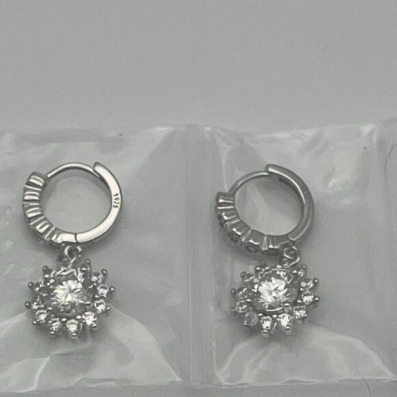 Sterling Silver Moissanite Dangle Earrings | 2.0ct D Color Sparkling Stones - Picture 1 of 1